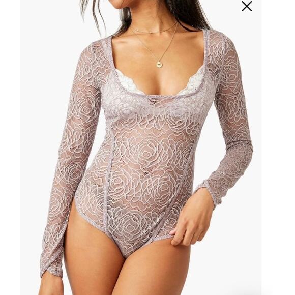 Free People NWT Romantic In My Head Floral Sheer Bodysuit XS - Picture 1 of 7